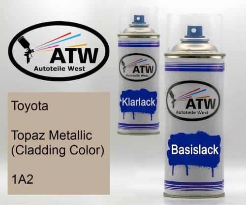 Toyota, Topaz Metallic (Cladding Color), 1A2: 400ml Sprühdose + 400ml Klarlack - Set, von ATW Autoteile West.